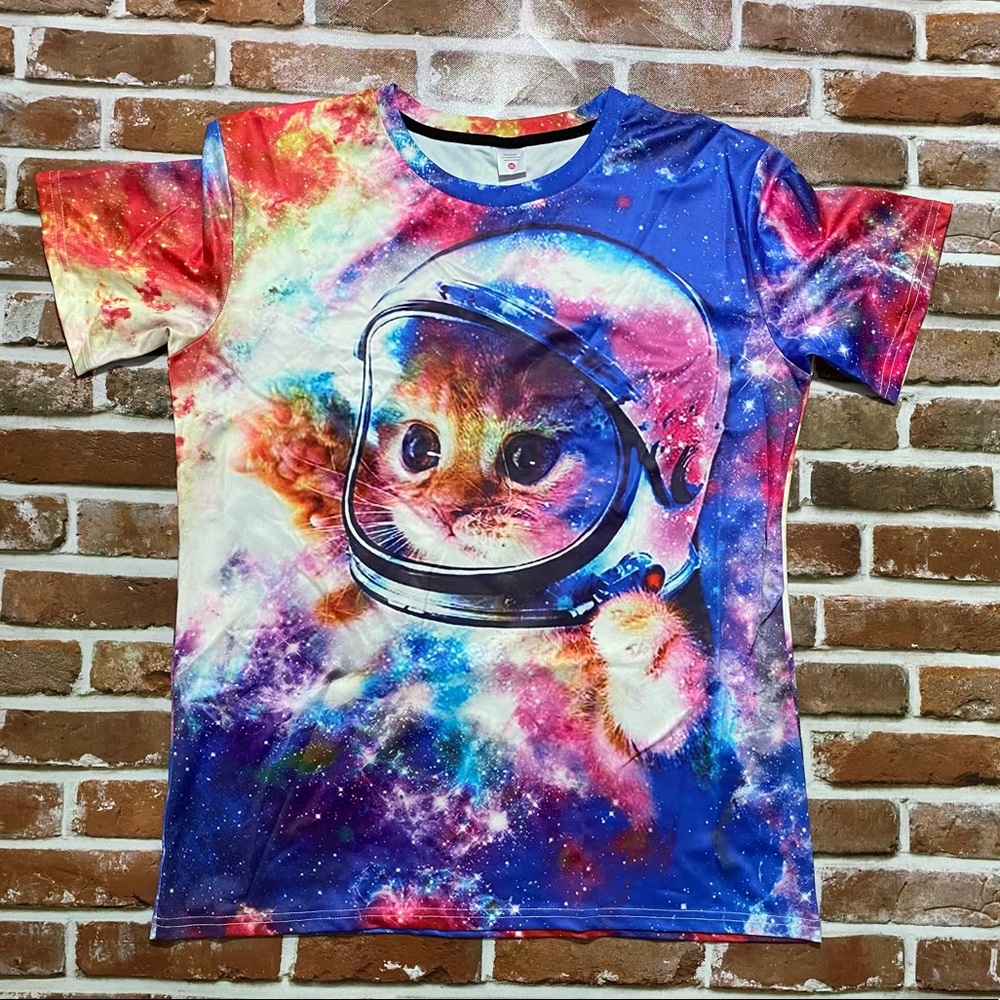 Astronaut Cat In Space Graphic T Shirt